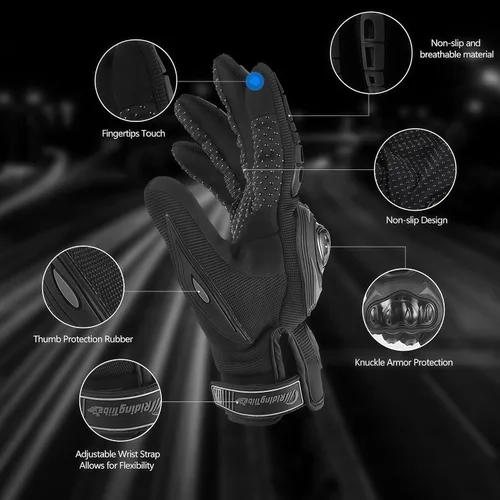 Miniatura 2 de Guantes de motocicleta para hombre y mujer con pantalla táctil Guantes Para Motocicleta Hombre para deportes de motor BMX ATV MTB Motocross Guantes