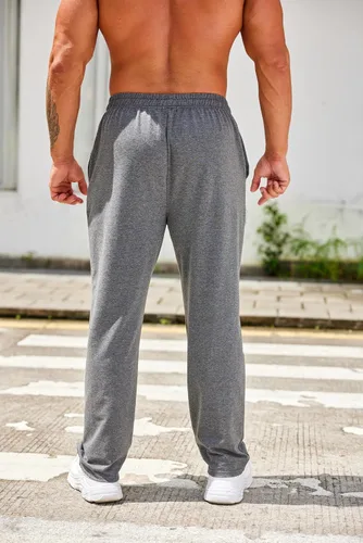 Miniatura 4 de COOFANDY Pantalones deportivos de algodón para hombre, pantalones de descanso con parte inferior abierta, pantalones ligeros casuales con bolsillos