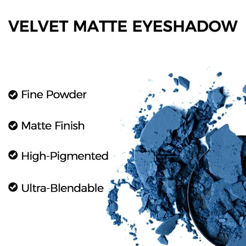 Miniatura 5 de Erinde Paleta de sombra de ojos mate azul oscuro, polvo de sombra de ojos de alta pigmentación, larga duración, ultra mezclable, color intenso 211