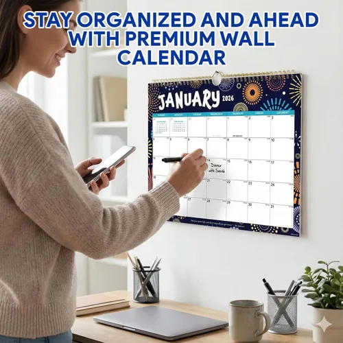 Miniatura 9 de Decorably Calendario de pared en espiral de paisaje colorido de 18 meses con calcomanías de enero de 2026 a junio de 2027, hojas de 14.5 x 11.5