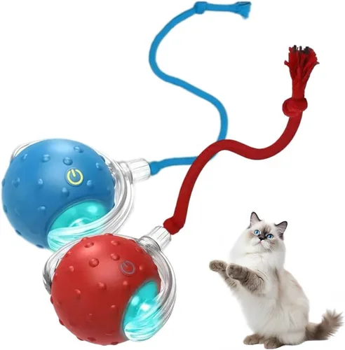 Miniatura 8 de Pelota de juguete interactiva para gatos de interior, conductor fuerte que rueda rápidamente en la alfombra, chirrido y activado por movimiento