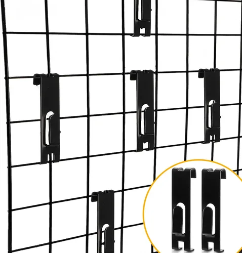 Miniatura 5 de Paquete de 50 ganchos de rejilla para pared, gancho de exhibición de muesca de utilidad, colgador de fotos de metal negro, accesorio de pared