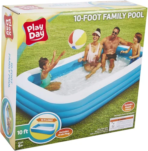 Miniatura 5 de Play Day Piscina familiar inflable de lujo de 10 pies para niños y adultos con bomba de aire eléctrica universal