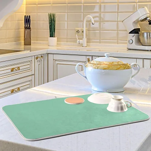Miniatura 6 de Tapete de secado de platos grande verde salvia, extra grande para platos, accesorios de cocina, mostrador, almohadilla escurridor de platos