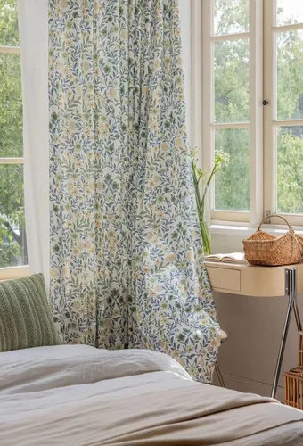 Miniatura 2 de Cortinas de lino natural de mezcla de lino para sala de estar/cortinas semiopacas de 102 pulgadas de largo, 1 panel, paneles de ventana florales