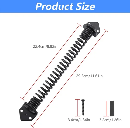 Miniatura 6 de HOME MASTER HARDWARE Muelle de puerta de 11 pulgadas con cierre automático para exteriores, resistentes, color negro, cierre automático de puerta