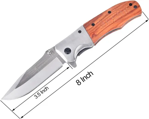 Miniatura 4 de Cuchillo de bolsillo personalizado, cuchillos de caza con mango de madera grabado, regalos para hombres, papá, marido, hermano