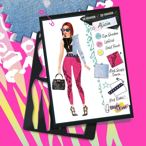 Miniatura 9 de Canal Toys Style 4 Ever Estudio de Diseño de Moda, Diseña tus Propias Modas, Hojas de Diseño con Plantillas, Pegatinas y Telas, Añade