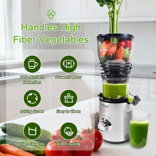 Miniatura 3 de Máquinas exprimidoras de prensa en frío – canal de alimentación de 5.8 pulgadas de ancho, fácil de limpiar, máquinas exprimidores de masticación