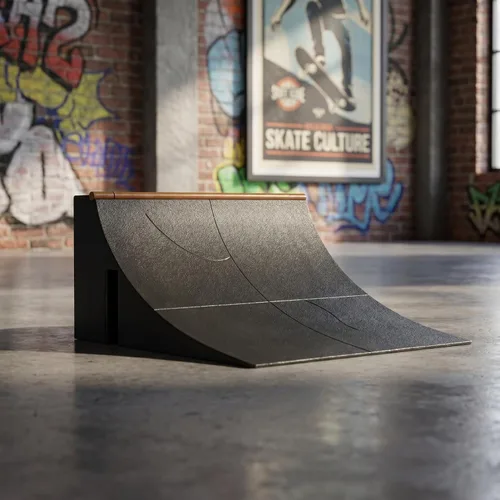 Miniatura 5 de Alasum - Rampa de patineta de dedo de 5.51 x 5.51 x 2.75 pulgadas, tubo de plástico negro de un cuarto de tubería - Boost Kickflips y transiciones