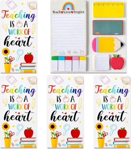 Miniatura 13 de Xqumoi Teaching is A Work of Heart - Juego de notas adhesivas de 550 hojas, lápiz en forma de manzana, blocs de notas autoadhesivas, notas