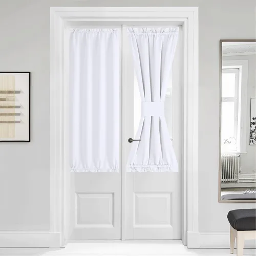 Miniatura 275 de NICETOWN Cortinas opacas unicolor con aislamiento térmico para puerta francesa, granja, oscurecimiento de habitación, puertas y ventanas de Marrón