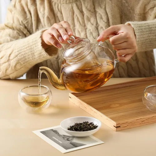 Miniatura 4 de CNGLASS Juego de 4 tazas de té de vidrio de doble pared, 5.1 onzas, tazas de té transparentes aisladas asiáticas, 5.1 fl oz, pequeña taza