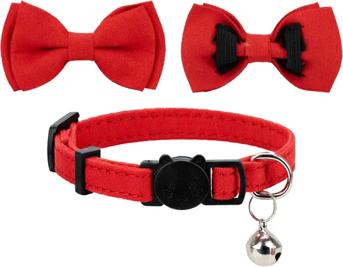 Miniatura 6 de Collar para Gato Mascota Separable con Campana y Moño Desmontable Ajustable Seguridad para Gatito Cachorro Niña Niño 2 piezas Navidad-A