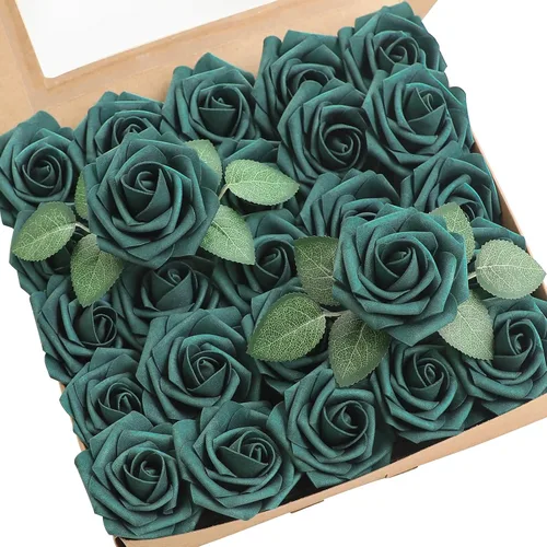 Miniatura 65 de Floroom Flores artificiales de espuma, aspecto real, con tallos, para manualidades, ramos de boda, centros de mesa, despedida de soltera, fiesta, 25