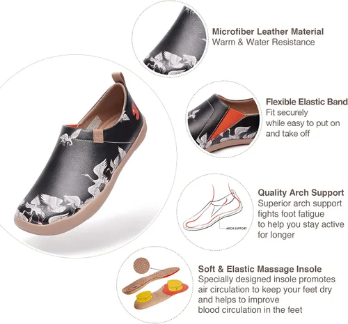 Miniatura 5 de UIN - Zapatos para caminar y viajar para mujer, mocasines informales de microfibra, ligeros, cómodos, sin cordones, con estampado a la moda