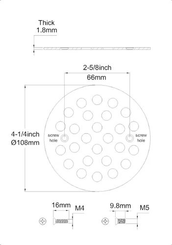 Miniatura 2 de Tapa de Repuesto para Drenaje de Piso Redonda Atornillable de 4-1/4 Pulgadas Rejillas para Escurridor de Ducha (Dorado Cepillado)