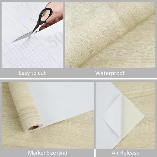 Miniatura 6 de WESTICK Papel de contacto de grano de madera de roble claro, papel de contacto para encimera de cocina, papel de contacto neutro de madera
