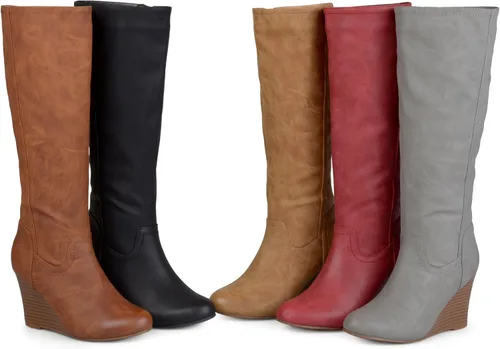 Miniatura 7 de Journee Collection Botas largas para mujer con tacón de cuña y cremallera interior, color marrón, 8, Marrón