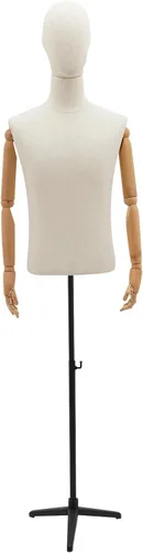 Miniatura 5 de Maniquí de medio cuerpo masculino con brazo, cuerpo de maniquí de forma de vestido, cuerpo de maniquí de 53 a 76 pulgadas, altura ajustable, maniquí