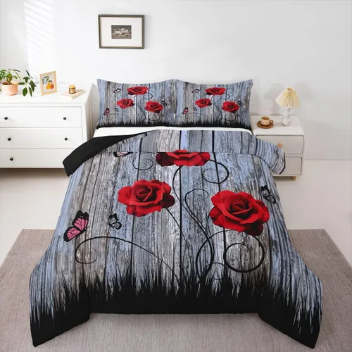 Miniatura 9 de Erosebridal Juego de edredón de corona King y Queen, juego de ropa de cama para parejas adultos, mujeres y hombres, juegos de edredón para boda, San