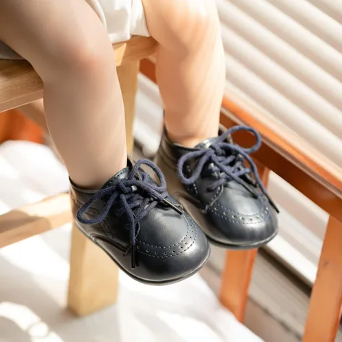 Miniatura 3 de ohsofy Zapatos Oxford de piel sintética, mocasines de goma y suela suave, zapatos de vestir de boda, zapatos de bebé para caminar