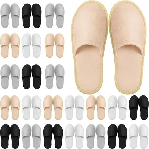 Miniatura 13 de Geyoga 24 pares de pantuflas desechables para invitados, 2 tamaños, de algodón, para hotel, spa, casa, para graduación, boda, fiesta, sin zapatos