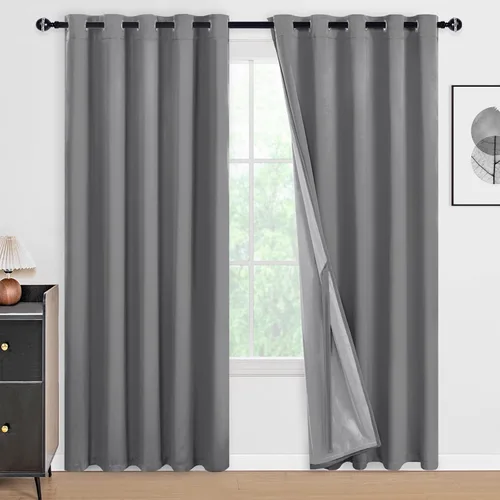 Miniatura 134 de DWCN Cortinas 100% opacas de 84 pulgadas de largo para dormitorio con forro negro, paneles de cortina de ventana de doble capa con aislamiento Azul