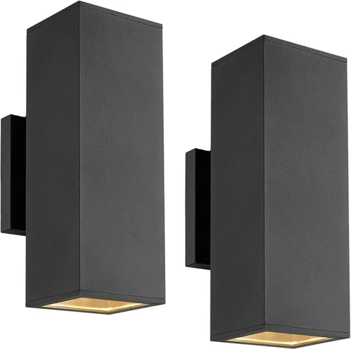 Miniatura 10 de harriet Luces de porche modernas para exteriores, cubierta de aluminio impermeable IP64 y vidrio templado, aplique de pared rectangular arriba/abajo
