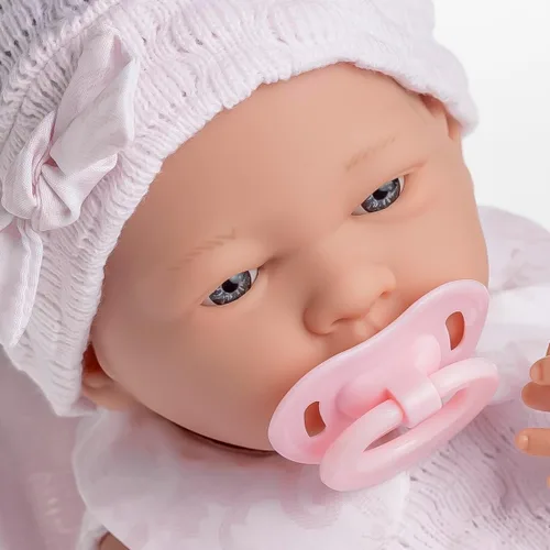 Miniatura 4 de Muñeca bebé "Real Girl" de 15" Anatómicamente correcta JC Toys - La recién nacida Fabricada en España Traje de punto rosa y accesorios
