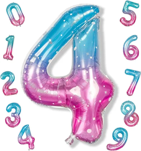 Miniatura 112 de Globos de número azul pastel de 40 pulgadas, globo gigante autoinflable de aluminio número 5 de cumpleaños para niños, globos azul bebé para hombres