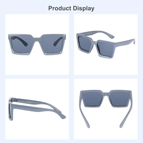Miniatura 5 de COCOSAND Lentes de sol polarizados para niños, protección UV 400, retro, cuadrados, futuristas, para jóvenes, adolescentes, niños y niñas de 5 a 12