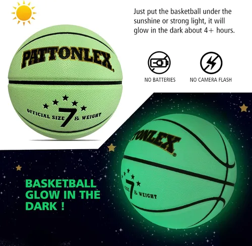 Miniatura 4 de Balones de baloncesto que brillan en la oscuridad de cuero verde brillante para interiores y exteriores, tamaño oficial 7-29.5, tamaño 6-28.5
