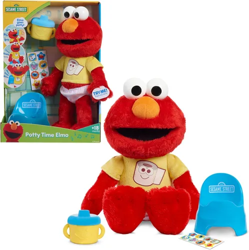 SESAME STREET Potty Time Elmo - Peluche sostenible de 12 pulgadas, sonidos y frases, herramienta de entrenamiento para ir al baño, juguetes para