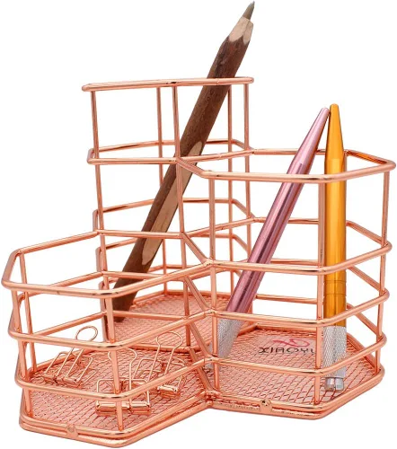 Miniatura 7 de XIAOYU Portalápices, soporte decorativo de metal para bolígrafos, organizador de almacenamiento de artículos de escritorio para el hogar, la escuela