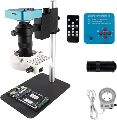 Miniatura 6 de Kit de accesorios para microscopio 48MP USB Cámara de microscopio 130X ajustable C Monte lente Microscopio diapositivas (Color BD21 13MP Set3)