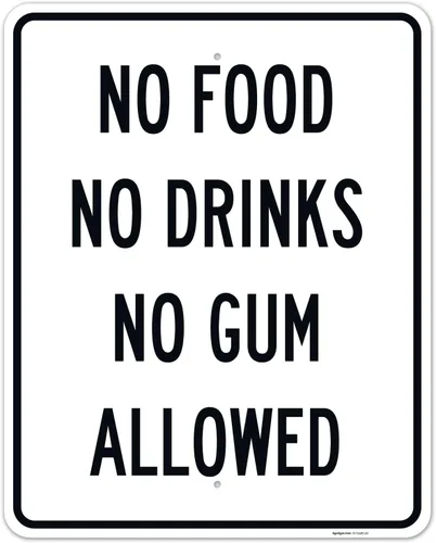 Miniatura 17 de Cartel de "No Food No Drinks No Gum Allowed", 10 x 7 pulgadas, calcomanías de vinilo de 4 mil, resistentes a la intemperie, fabricadas en Estados