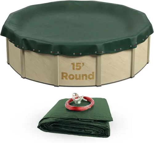 Miniatura 8 de Buffalo Blizzard Ripstopper - Cubierta redonda de invierno para piscina de 12 pies, cubierta verde resistente para cerrar piscinas sobre el suelo