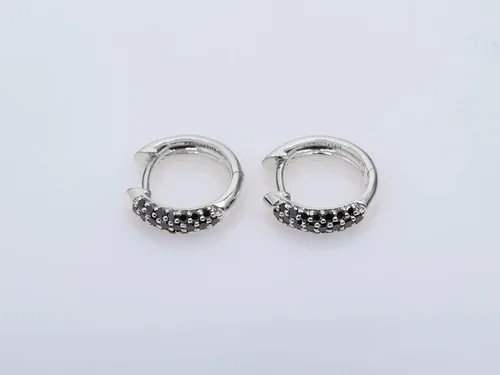 Miniatura 3 de Dazzlingrock Collection Pendientes de aro Huggies de 14 quilates con piedras preciosas y diamantes para mujer, oro blanco