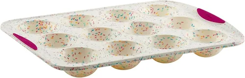 Miniatura 11 de Trudeau Molde de Donas Jumbo – Molde Antiadherente de 6 Cavidades, Confeti Blanco/Fucsia – Molde de Silicona para Hornear Donas Caseras, Magdalenas