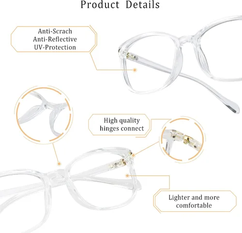 Miniatura 3 de LifeArt Lentes de bloqueo de luz azul, antifatiga ocular, anteojos de lectura para computadora, gafas de TV para hombres y mujeres 03_Nola_Clear