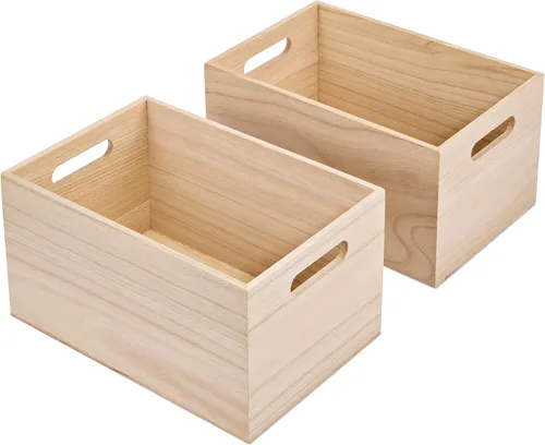 Miniatura 2 de Sorbus Cajas de madera sin terminar, contenedores organizadores, caja de madera para almacenamiento organizador de despensa, armario, artes