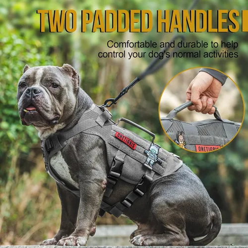 Miniatura 2 de OneTigris Arnés táctico para perros pequeños, arnés de perro pequeño sin tirones con asas, chaleco transpirable con sistema Molle para perros