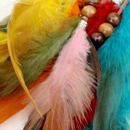 Miniatura 5 de MWOOT 6 pinzas para el pelo de plumas, extensiones de cabello bohemias hechas a mano con peine de clip, horquilla hippie bohemia, pluma, cuerda