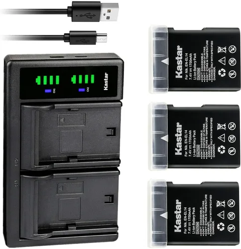 Miniatura 7 de Kastar Paquete de 2 baterías EN-EL14 y cargador USB LTD2 de repuesto para cámara réflex digital Nikon D5500, cámara D5600 DSLR, cámara Df DSLR