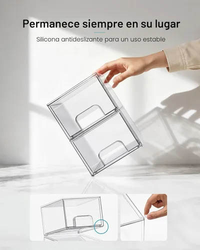 Miniatura 6 de Vtopmart - Paquete de 2 cajones de almacenamiento pequeños transparentes y apilables, organizador de maquillaje acrílico para baño, contenedores