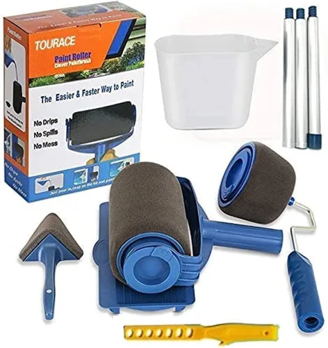 TOURACE® Juego de 9 rodillos de pintura con varillas, rodillo de pintura Pro transforma tu habitación en pocos minutos, decora rápidamente