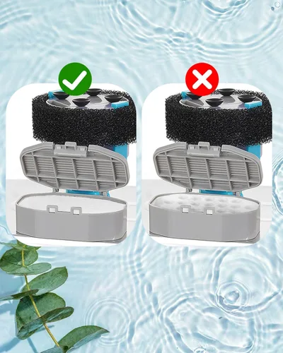Miniatura 6 de Paquete de 8 filtros de fuente de agua para gatos con 8 esponjas de prefiltro para fuente de agua de 3.2L/108 onzas, repuesto de filtro de fuente