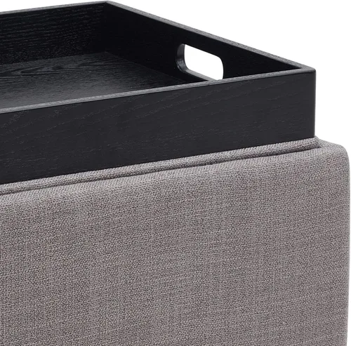 Miniatura 6 de CHITA Otomana de almacenamiento cúbica con tapa con bandeja, pequeño reposapiés con almacenamiento, mesa auxiliar cuadrada para sala de estar y gris