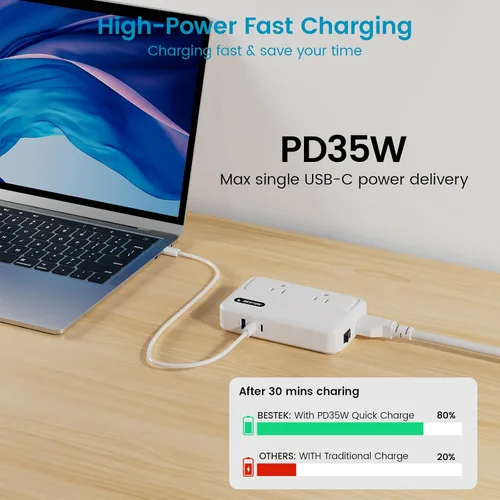 Miniatura 7 de BESTEK Convertidor de 220 V a 110 V con USB-C 35 W, adaptador de viaje universal, convertidor de corriente de Estados Unidos a Europa para alisador